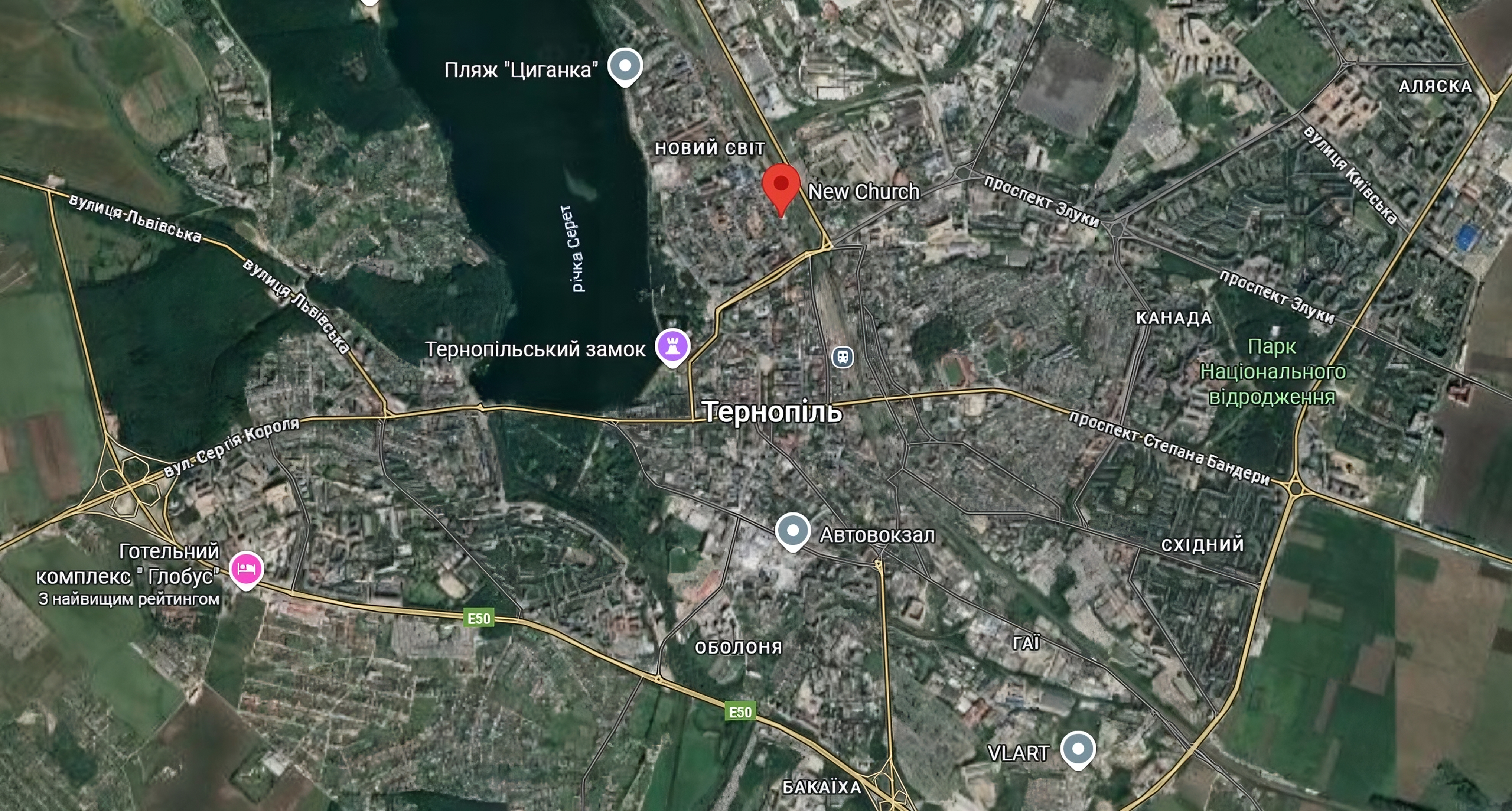 Карта розташування церкви New Church